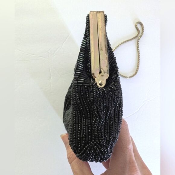 Black Beaded Evening Mini Bag Clutch - Picture 5 of 9